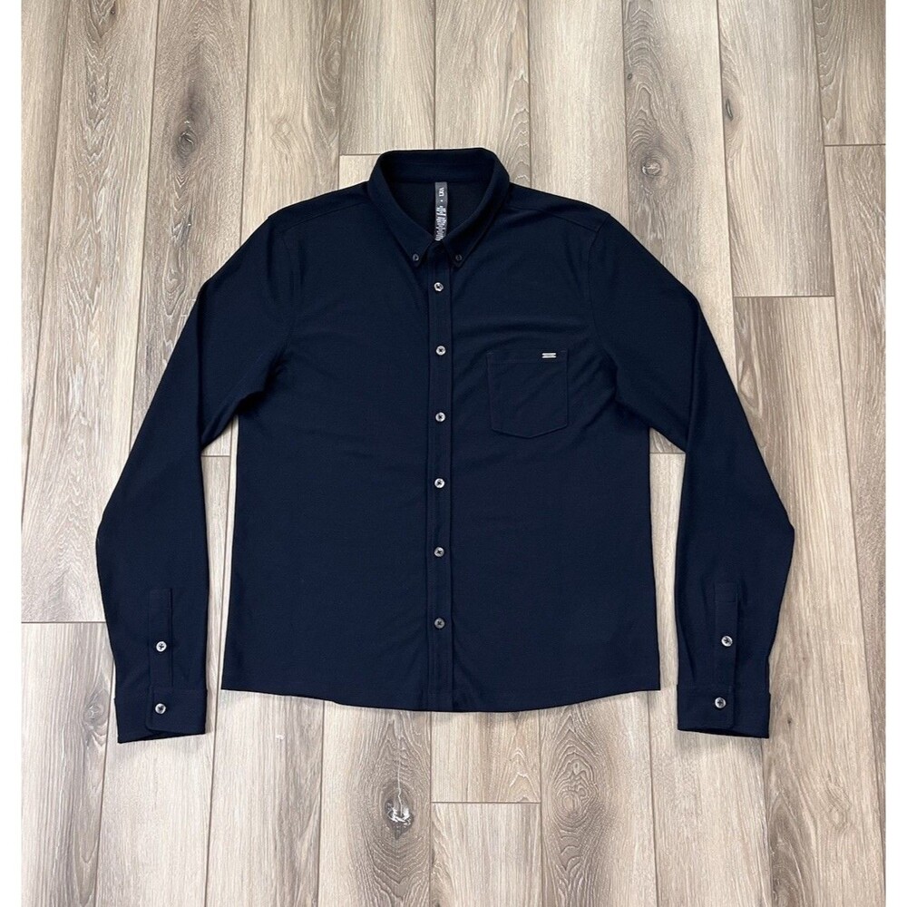 Vuori Ace Button Down Mens M Blue Performance V185 Collar Shirt Commuter Pique